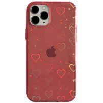 Prozorni etui s srčki za iPhone 11 Pro Max - rdeče