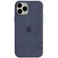 Prozorni etui s srčki za iPhone 11 Pro - modro