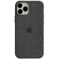 Prozorni etui s srčki za iPhone 12 Pro Max - črna