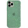 Prozorni etui s srčki za iPhone 12 Pro Max - zelena