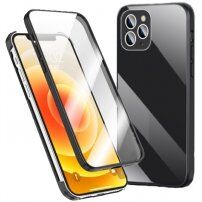 Ovitek s 360° zaščito iz kaljenega stekla za iPhone 13 Pro Max - črna
