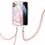 Marmornat etui z vrvico za iPhone 12 / 12 Pro - roza
