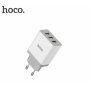 HOCO polnilnik za vtičnice s tremi vrati USB za iPhone / iPad / iPod - bela