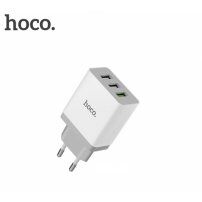 HOCO polnilnik za vtičnice s tremi vrati USB za iPhone / iPad / iPod - bela