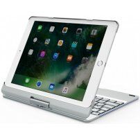 Vrtljiva torbica s tipkovnico za iPad 9,7" (2017/2018) / Pro 9,7" / Air 1 / 2 - srebro