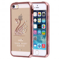 Roza - zlata prevleka s kamni za Apple iPhone 5 / 5S / SE (2016) - labod