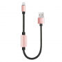 BENKS USB kabel s strelovodnimi moškimi in ženskimi priključki za hranjenje in poslušanje glasbe hkrati Apple iPhone - 25cm - roza-zlato