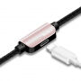 BENKS USB kabel s strelovodnimi moškimi in ženskimi priključki za hranjenje in poslušanje glasbe hkrati Apple iPhone - 25cm - roza-zlato