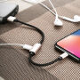 BENKS USB kabel s strelovodnimi moškimi in ženskimi priključki za hranjenje in poslušanje glasbe hkrati Apple iPhone - 25cm - roza-zlato