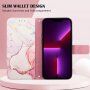 Marmorni flip ovitek iz PU usnja za iPhone 11 Pro - roza