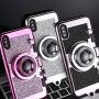 Eleganten ovitek v retro dizajnu fotoaparatov za Apple iPhone XS - črna