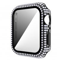 Ovitek s kamenčki s kaljenim steklom za Apple Watch 40mm - črna