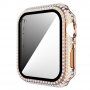 Ovitek s kamenčki s kaljenim steklom za Apple Watch 40mm - roza-zlato