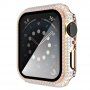 Ovitek s kamenčki s kaljenim steklom za Apple Watch 40mm - roza-zlato