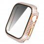 Ovitek s kamenčki s kaljenim steklom za Apple Watch 45mm - roza-zlato