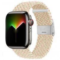 Nylon trakec s pisanimi pikicami za Apple Watch 42mm / 41mm / 40mm / 38mm - bež
