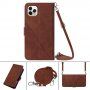 Flip ovitek s trakcem v slogu crossbody za iPhone 11 Pro - rjava