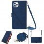 Flip ovitek s trakcem v slogu crossbody za iPhone 11 Pro - modro