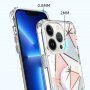 Zaščitni ovitek marmornat mozaik z držalom za iPhone 12 / 12 Pro - vijolična