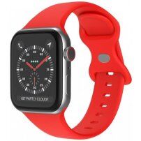 Silikonski trakec z metuljasto zaponko za Apple Watch 42mm / 41mm / 40mm / 38mm - rdeče
