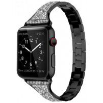Kovinski trak s kamni za Apple Watch 42mm / 41mm / 40mm / 38mm - črna