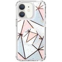 Zaščitni ovitek marmornat mozaik z držalom za iPhone 11 - roza-moder
