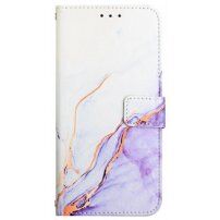 Marmorni flip ovitek iz PU usnja za iPhone XR - vijolična
