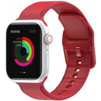 Enobarvni silikonski trakec za Apple Watch 42mm / 41mm / 40mm / 38mm - rdeče