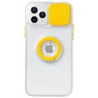 Prozoren etui z držalom za prst in poklopcem fotoaparata za iPhone 13 Pro - rumena