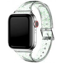 Prozoren trakec z bleščicami za Apple Watch Ultra 49mm / 46mm / 45mm / 44mm / 42mm - zelena