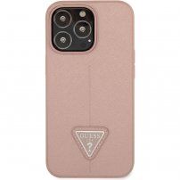 Guess Saffiano Triangle etui za iPhone 13 Pro Max - roza