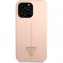 Guess Line Triangle silikonski etui za iPhone 13 Pro Max - roza