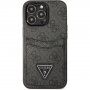 Guess 4G Saffiano Double Card etui z žepkom za kartice za iPhone 13 Pro Max - siva