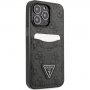 Guess 4G Saffiano Double Card etui z žepkom za kartice za iPhone 13 Pro Max - siva