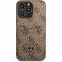 Guess 4G Saffiano Double Card etui z žepkom za kartice za iPhone 13 Pro Max - rjava