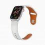 Usnjena zapestnica s čepkom za zapiranje za Apple Watch 42mm / 41mm / 40mm / 38mm - bela