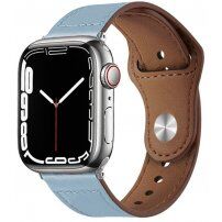 Usnjena zapestnica s čepkom za zapiranje za Apple Watch 42mm / 41mm / 40mm / 38mm - modro