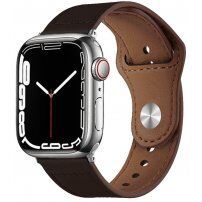 Usnjena zapestnica s čepkom za zapiranje za Apple Watch 42mm / 41mm / 40mm / 38mm - rjava