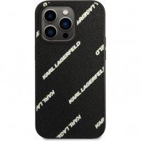 Karl Lagerfeld Grained Leather Logomania etui za iPhone 14 Pro Max - črna