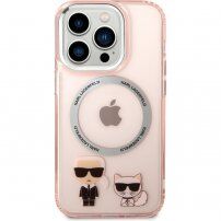 Karl Lagerfeld Karl and Choupette etui z MagSafe za iPhone 14 Pro Max - roza