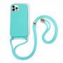 Silikonski ovitek z vrvico za iPhone 13 Pro Max - modro