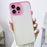 Prozoren etui z dvobarvnim okvirčkom za iPhone 12 Pro - roza-zelena