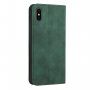 Usnjen flip ovitek z vzorcem za iPhone X / XS - temno zelena