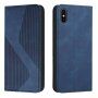 Usnjen flip ovitek z vzorcem za iPhone X / XS - temno modra