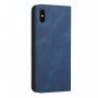 Usnjen flip ovitek z vzorcem za iPhone XS Max - temno modra
