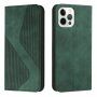 Usnjen flip ovitek z vzorcem za iPhone 12 / 12 Pro - temno zelena