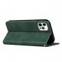 Usnjen flip ovitek z vzorcem za iPhone 12 / 12 Pro - temno zelena