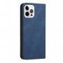 Usnjen flip ovitek z vzorcem za iPhone 12 / 12 Pro - temno modra