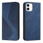 Usnjen flip ovitek z vzorcem za iPhone 12 mini - temno modra
