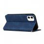 Usnjen flip ovitek z vzorcem za iPhone 11 - temno modra